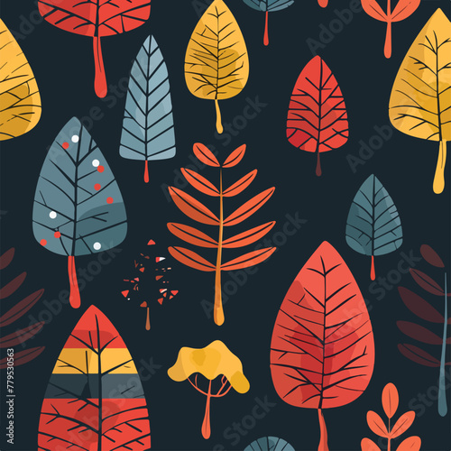 Full covered trees and leaf flat design for background