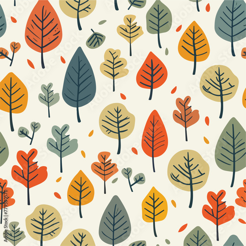 Full covered trees and leaf flat design for background