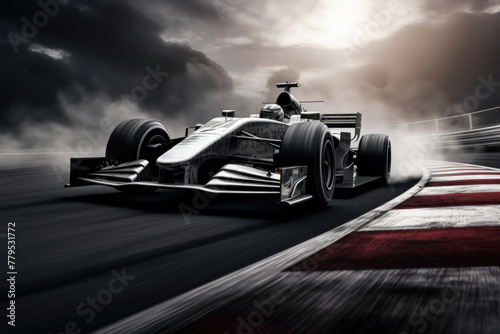 Racing Car Speeding on the Race Track. Generative AI