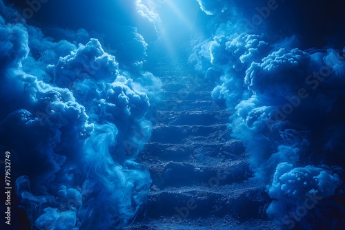 Stairway Ascending Toward Bright Light © D