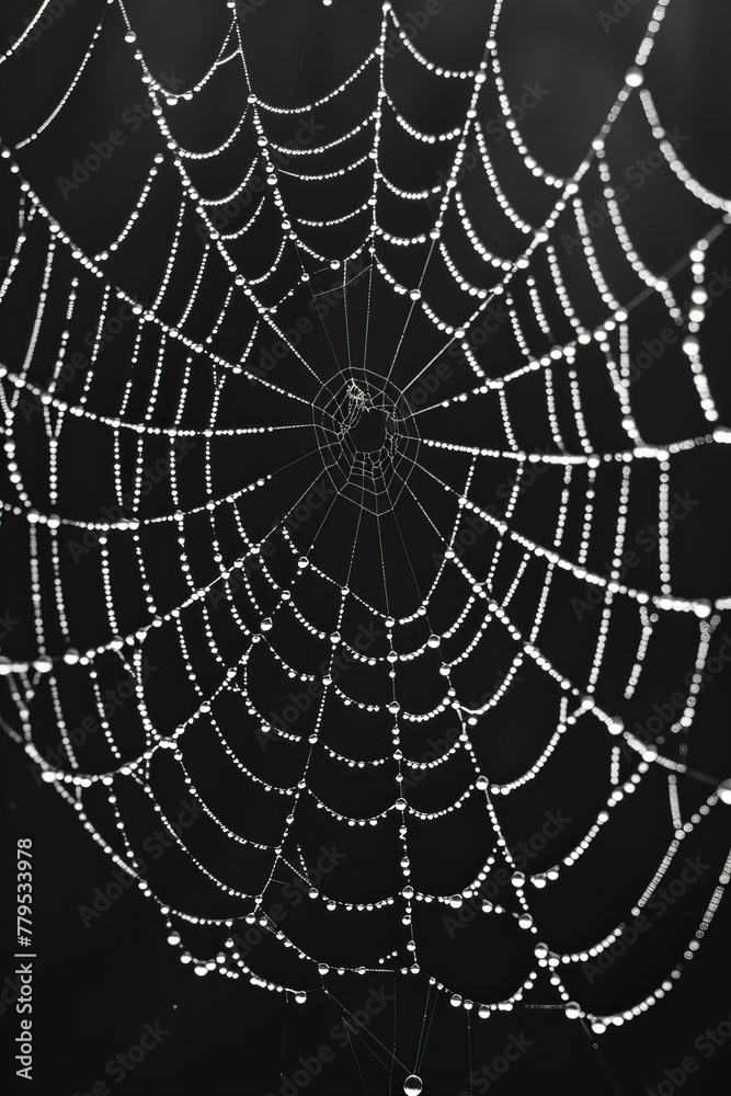 Obraz premium spider web with dew drops