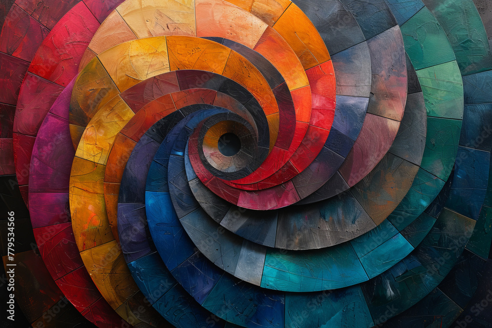 Fototapeta premium A colorful painting of a tree with many different colored blocks