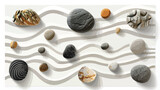 Zen rock garden. Circle patterns on white sand