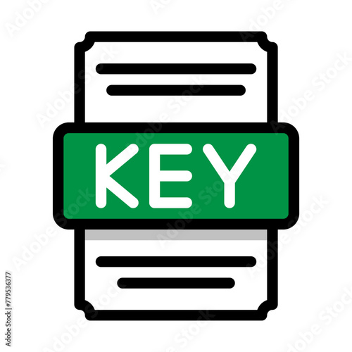 Document file format Keynote spreadsheet icon. with outline and color in the middle. Vector illustration