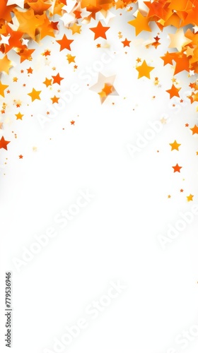 orange stars frame border with blank space in the middle on white background festive concept celebrations backdrop with copy space for text photo or presentation 