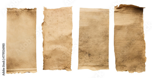 Set of ancient parchment sheets, cut out