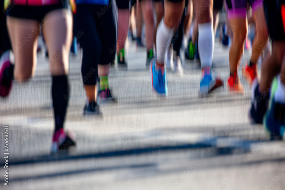 marathon runners in the city