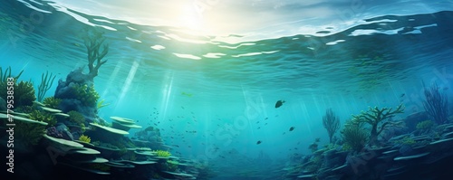 Underwater sea in turqouise sunlight