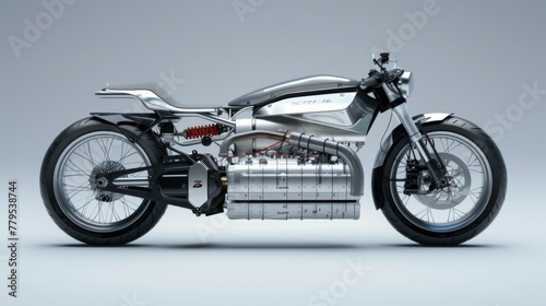 Powerful Motorcycle With Large Engine photo