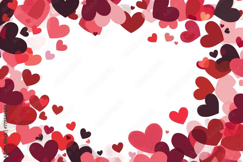 A heart-filled frame with a white background A heart-filled frame with a white background