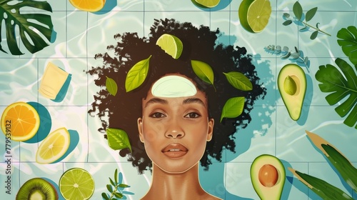 An artistic depiction of a beauty influencer using natural ingredients  AI generated illustration © Olive Studio