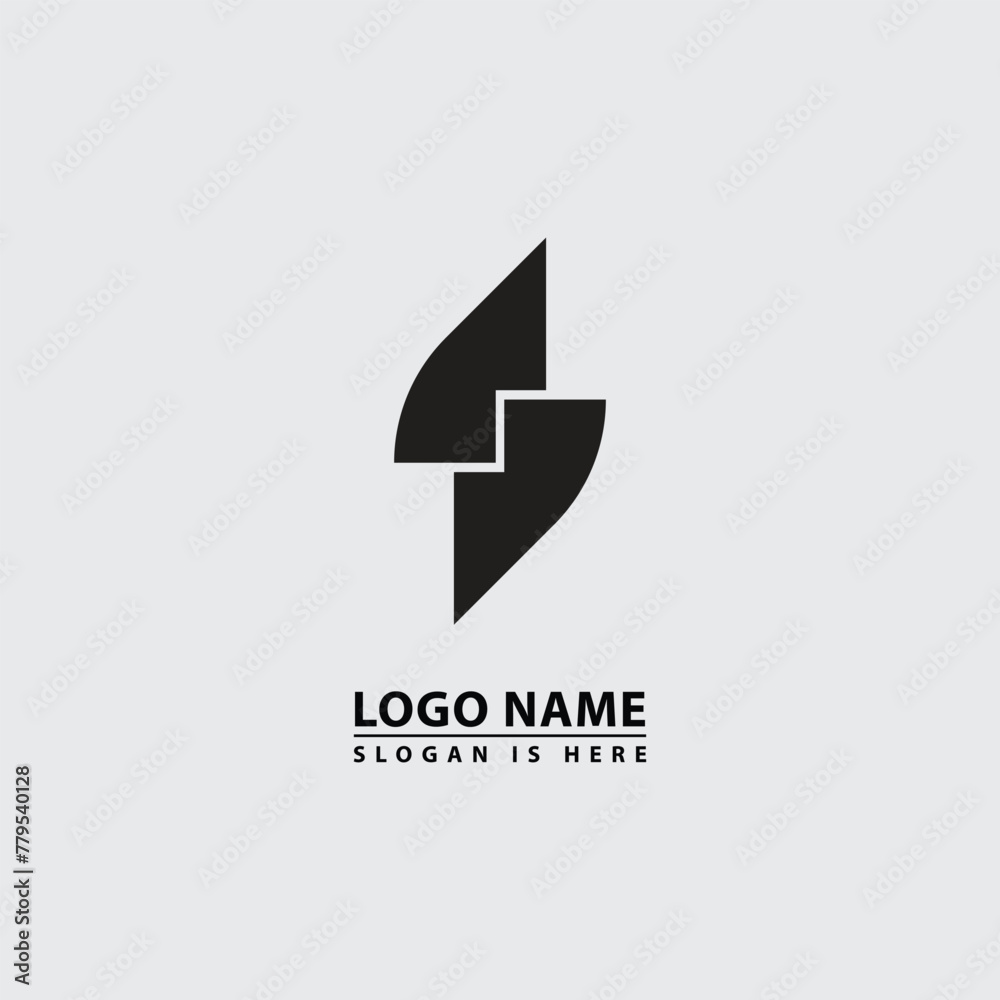 Abstract simple letter S with lightning logo icon. Abstract simple letter S with lightning logo icon.