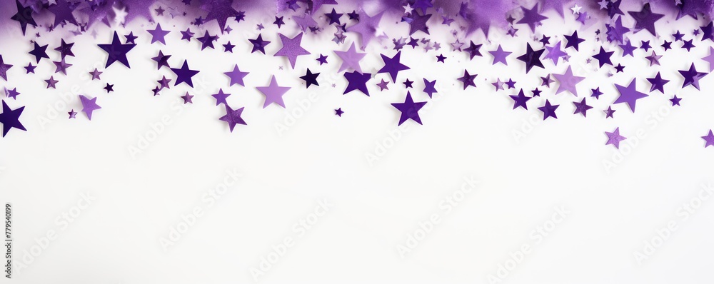 purple stars frame border with blank space in the middle on white background festive concept celebrations backdrop with copy space for text photo or presentation
