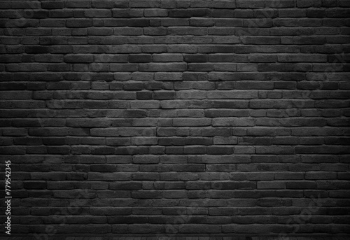 Black brick wall background texture. AI generative