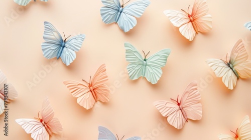 Fluttering butterflies in a pastel palette  AI generated illustration