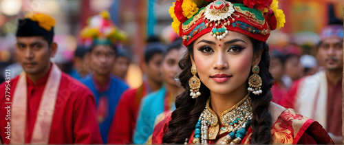 Photo real as Cultural Harmony A vibrant celebration of cultural diversity showcasing traditional attire and customs. in People and Portrait theme ,for advertisement and banner ,Full depth of field, h