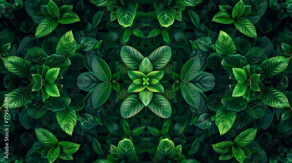 Lush foliage in a symmetrical pattern AI generated illustration Lush foliage in a symmetrical pattern AI generated illustration