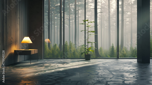 Soft and light minimalist interior, inspired by nature and forests   #779545528