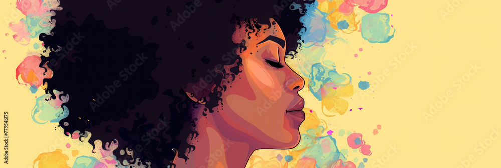 African American woman beauty fashion illustration with Afro hairstyle. African American woman beauty fashion illustration with Afro hairstyle.
