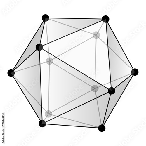 正二十面体の頂点と辺のある立体構造