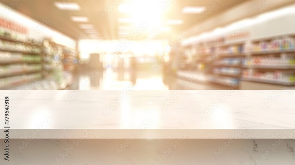 Brightly lit supermarket interior with clean, empty white shelves and inviting atmosphere. Brightly lit supermarket interior with clean, empty white shelves and inviting atmosphere.