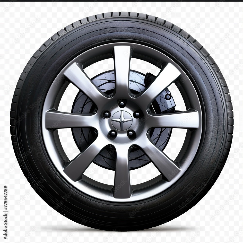 Car tire on isolated transparent Car tire on isolated transparent