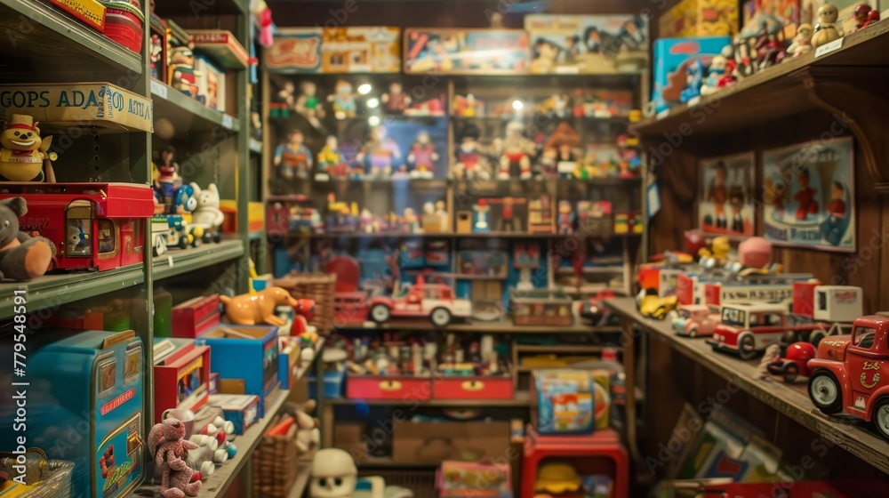 Vintage toy shop with nostalgic toys  AI generated illustration
