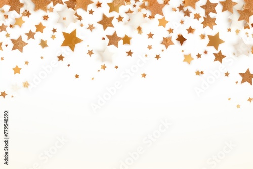 tan stars frame border with blank space in the middle on white background festive concept celebrations backdrop with copy space for text photo or presentation