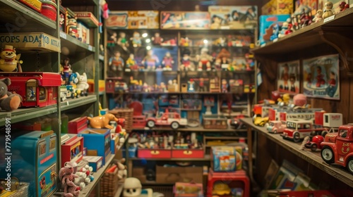 Vintage toy shop with nostalgic toys AI generated illustration