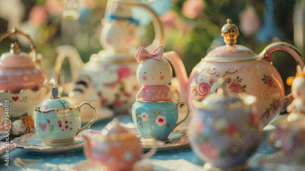 Whimsical tea party with quirky characters  AI generated illustration