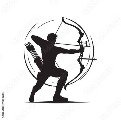 archer silhouette vector illustration logo template