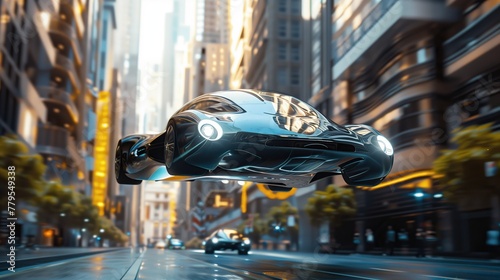 flying car over the city