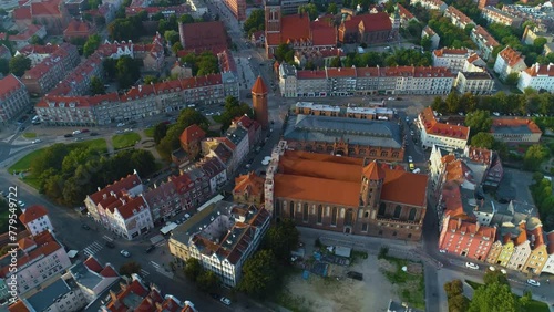 Bazylika Mikolaja Gdansk Old Town Basilica Aerial View Poland