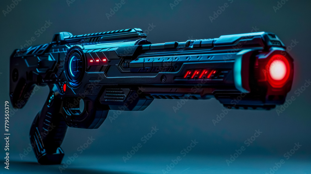 Futuristic laser gun on dark background