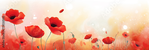 Red poppy. Banner.Illustration.memorial day.remembrance day. commemorate photo
