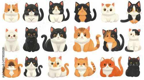 Assorted cute cat doodles collection, perfect for pet lovers