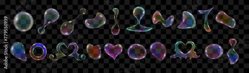 Wallpaper Mural Big set of soap bubbles with refraction and glare on a transparent background. Vector illustration Torontodigital.ca