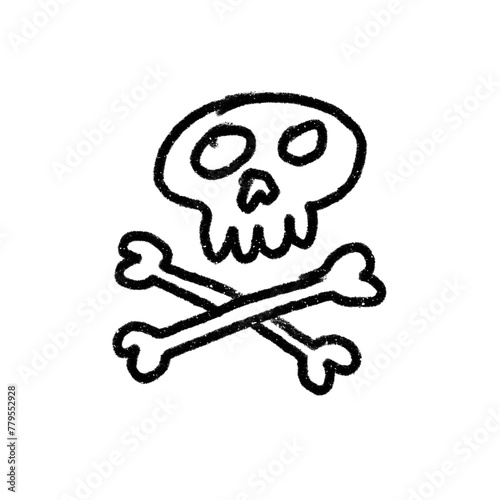 transparent sketch of skull and bones in cross png