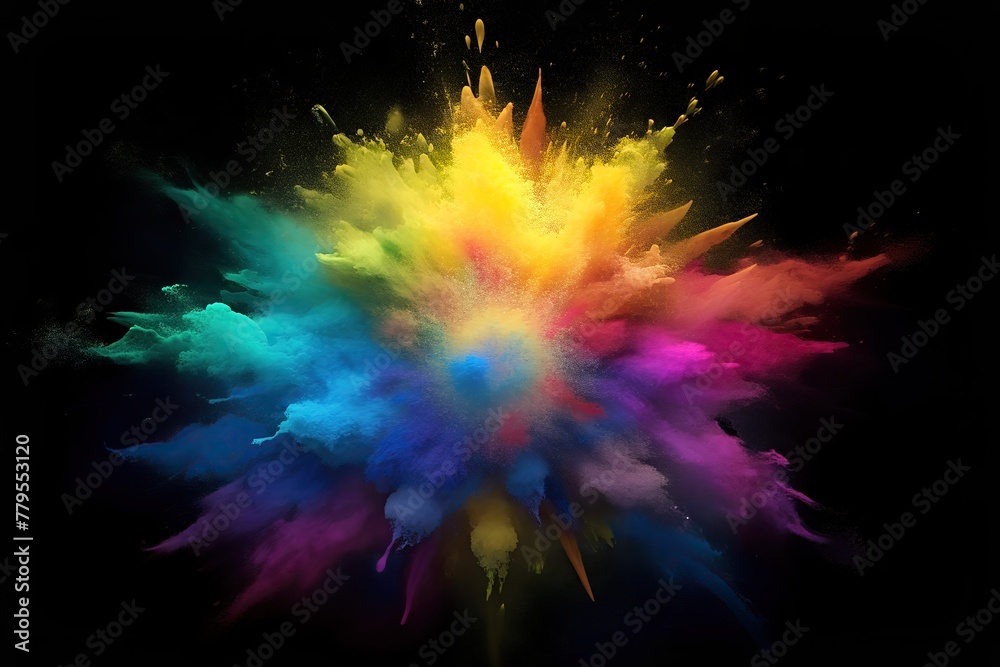 Fototapeta premium burst of holi colors on black background