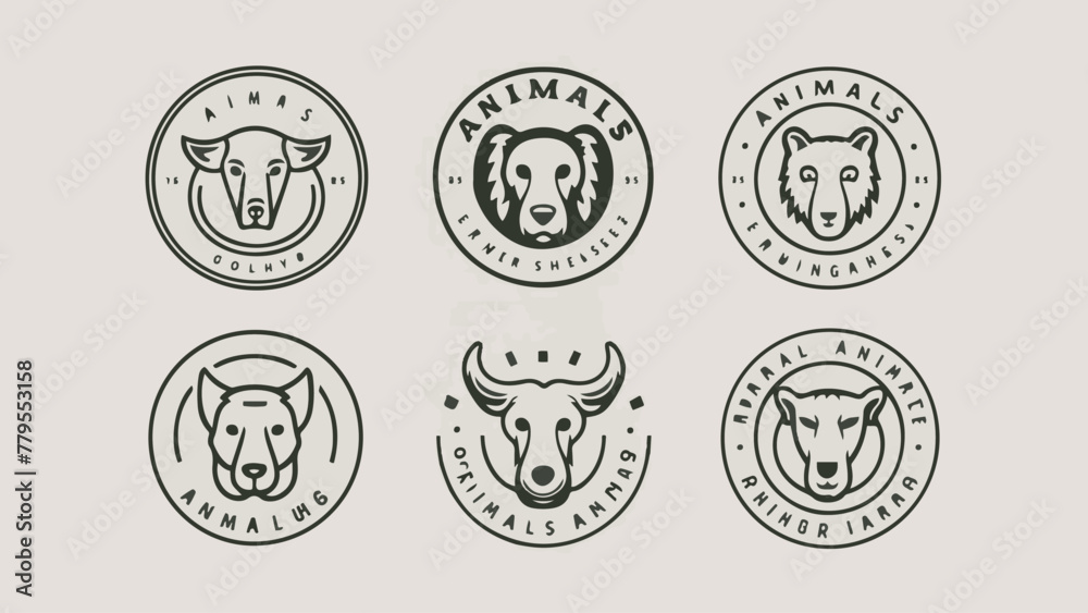 Collection of Animal Logos in Vector Format: Black, Isolated on White Background - Illustration