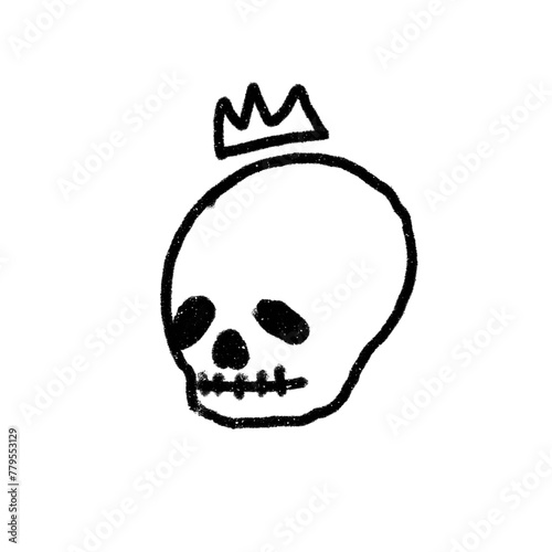 line sketch skull and crown png