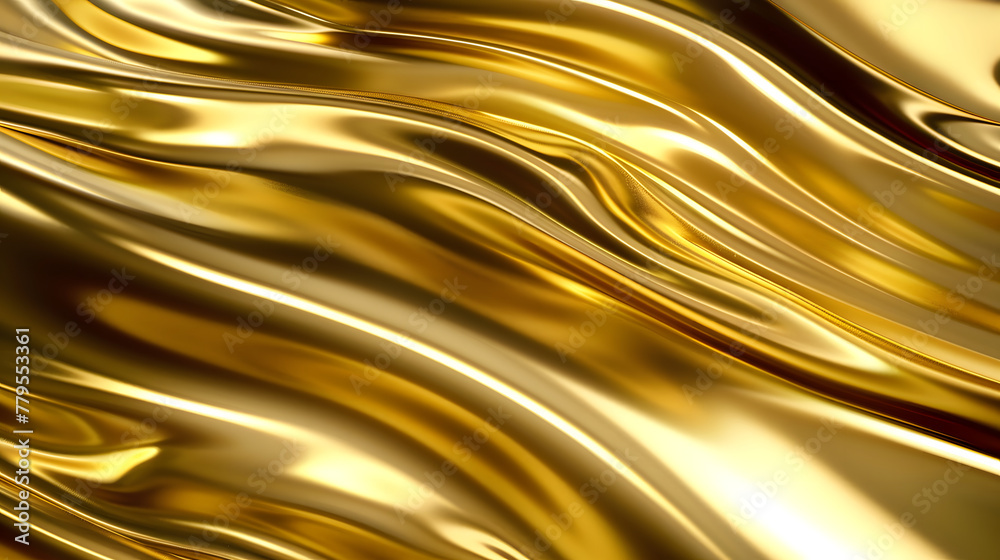 Golden Silk Wave Elegance: Abstract Glossy Gold Design Golden Silk Wave Elegance: Abstract Glossy Gold Design