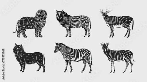 Collection of Animal Logos in Vector Format: Black, Isolated on White Background - Illustration © Hogr