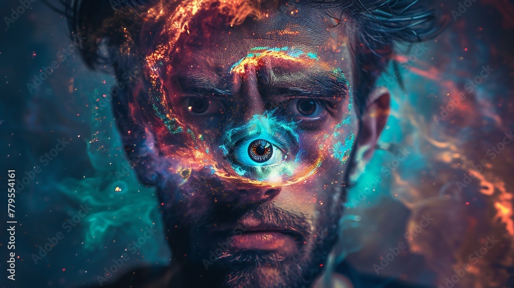 Cosmic Setting With Vibrant Psychedelic Elements Cosmic Setting With Vibrant Psychedelic Elements