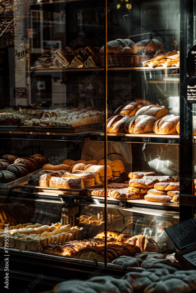 A bakery shop with sunlight