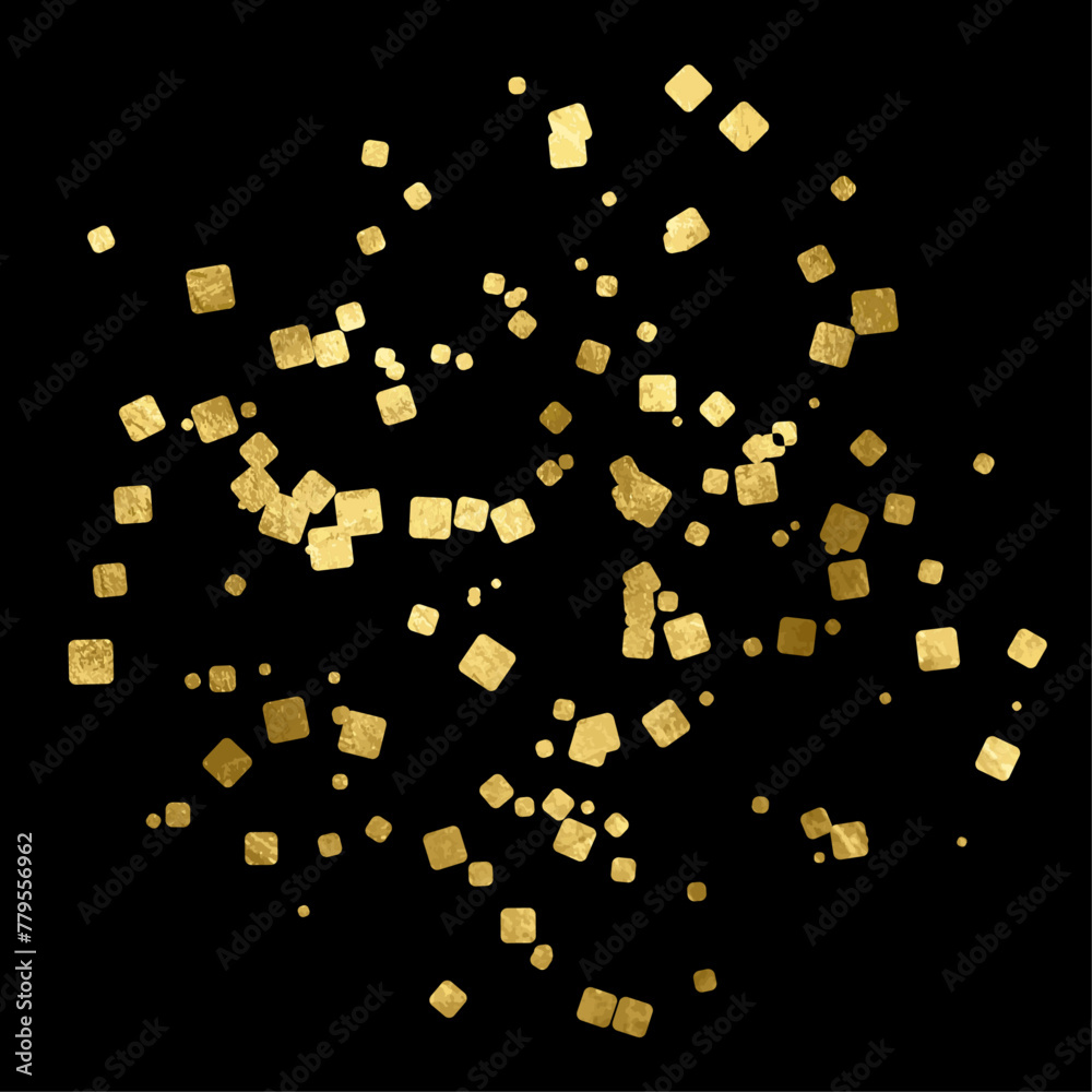 Golden glitter and sparkles. Gold confetti explodes with a splash of golden sand. A glitter and luxury design element. 