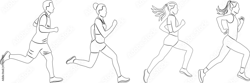 running people sketch on white background vector running people sketch on white background vector