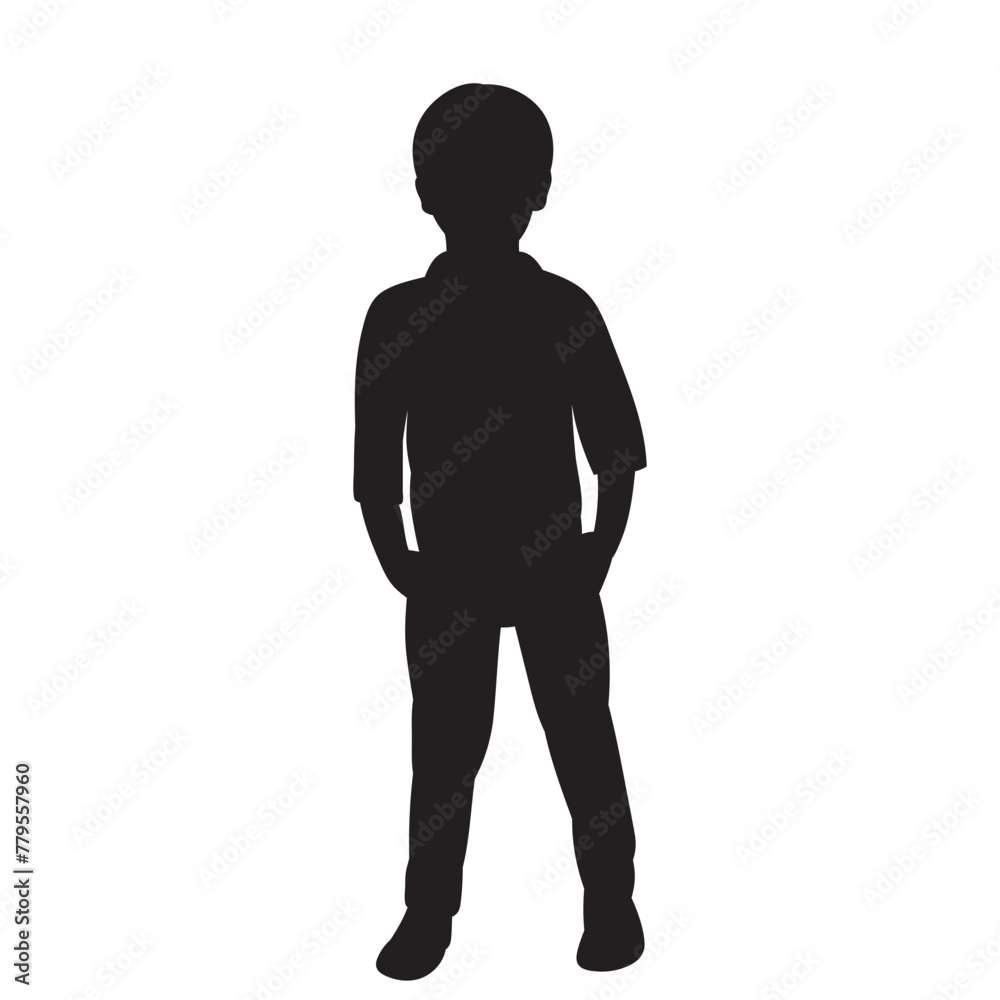 boy silhouette on white background vector