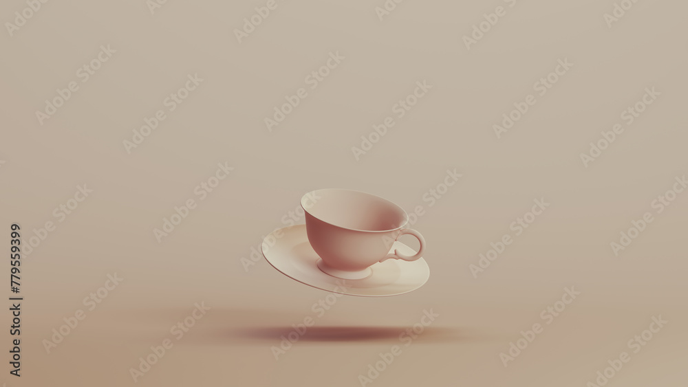 Tea cup saucer neutral backgrounds soft tones beige brown background pottery ceramic 3d illustration render digital rendering Tea cup saucer neutral backgrounds soft tones beige brown background pottery ceramic 3d illustration render digital rendering