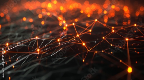 Abstract 3d rendering of chaotic particles Network connection structure Futuristic background